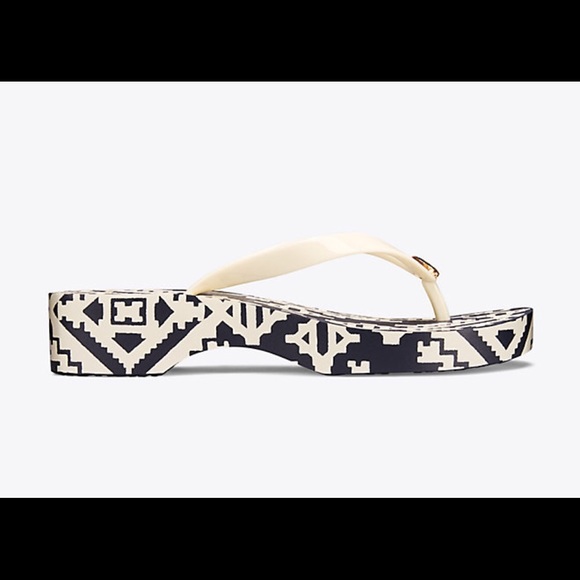 tory burch carved wedge flip flop